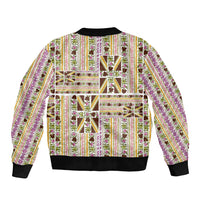 Hawaii Lokelani Pikake Lei Bomber Jacket Hawaiian Flag Motif LT9 - Polynesian Pride