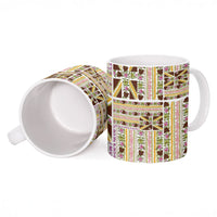 Hawaii Lokelani Pikake Lei Ceramic Mug Hawaiian Flag Motif LT9 - Polynesian Pride