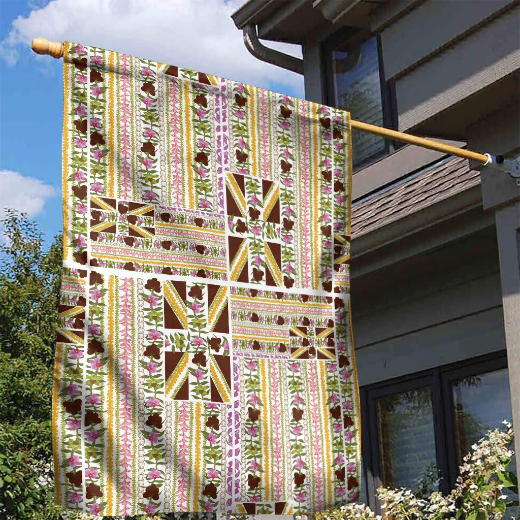 Hawaii Lokelani Pikake Lei Garden Flag Hawaiian Flag Motif LT9 - Polynesian Pride