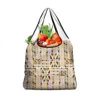Hawaii Lokelani Pikake Lei Grocery Bag Hawaiian Flag Motif LT9 1-pack One Size White - Polynesian Pride