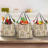 Hawaii Lokelani Pikake Lei Grocery Bag Hawaiian Flag Motif LT9 3-pack One Size White - Polynesian Pride