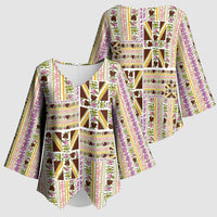 Hawaii Lokelani Pikake Lei Kimono Sleeve Blouse Hawaiian Flag Motif LT9 - Polynesian Pride