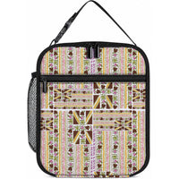 Hawaii Lokelani Pikake Lei Lunch Bag Hawaiian Flag Motif LT9 10.2 × 8.3 × 4.3 inch White - Polynesian Pride