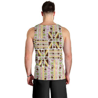Hawaii Lokelani Pikake Lei Men Tank Top Hawaiian Flag Motif LT9 - Polynesian Pride