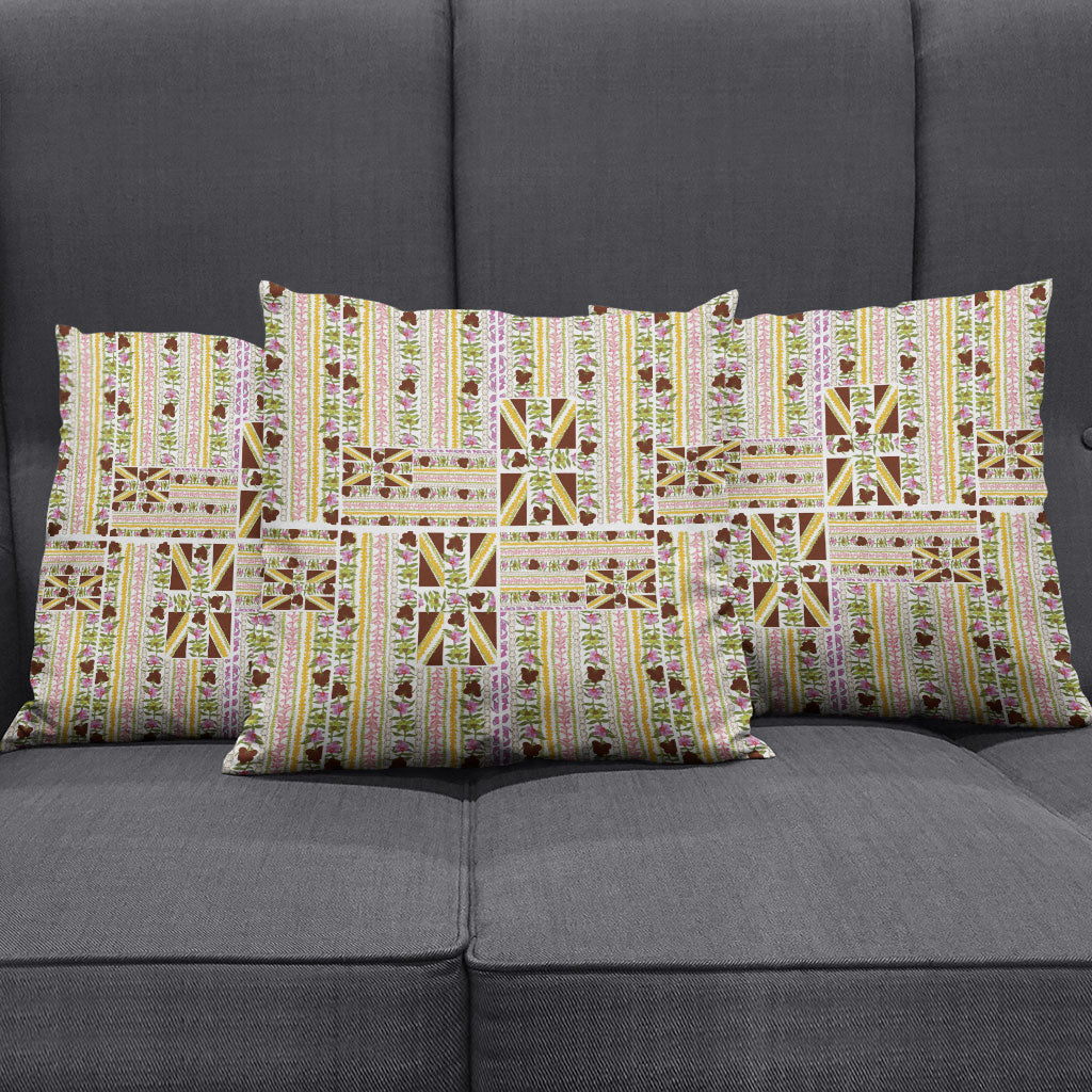 Hawaii Lokelani Pikake Lei Pillow Cover Hawaiian Flag Motif LT9 - Polynesian Pride