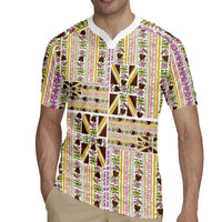 Hawaii Lokelani Pikake Lei Rugby Jersey Hawaiian Flag Motif LT9 - Polynesian Pride