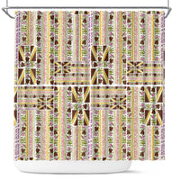 Hawaii Lokelani Pikake Lei Shower Curtain Hawaiian Flag Motif LT9 White - Polynesian Pride