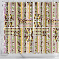 Hawaii Lokelani Pikake Lei Shower Curtain Hawaiian Flag Motif LT9 - Polynesian Pride