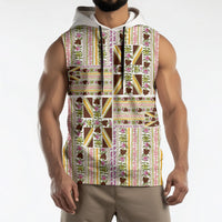 Hawaii Lokelani Pikake Lei Sleeveless Hoodie Hawaiian Flag Motif LT9 - Polynesian Pride