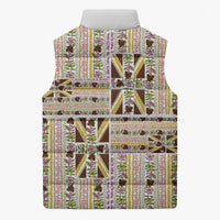 Hawaii Lokelani Pikake Lei Sleeveless Puffer Jacket Hawaiian Flag Motif LT9 - Polynesian Pride