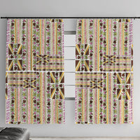 Hawaii Lokelani Pikake Lei Window Curtain Hawaiian Flag Motif LT9 With Hooks White - Polynesian Pride