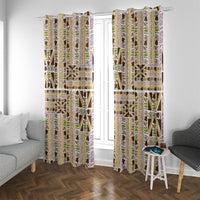 Hawaii Lokelani Pikake Lei Window Curtain Hawaiian Flag Motif LT9 With Grommets White - Polynesian Pride