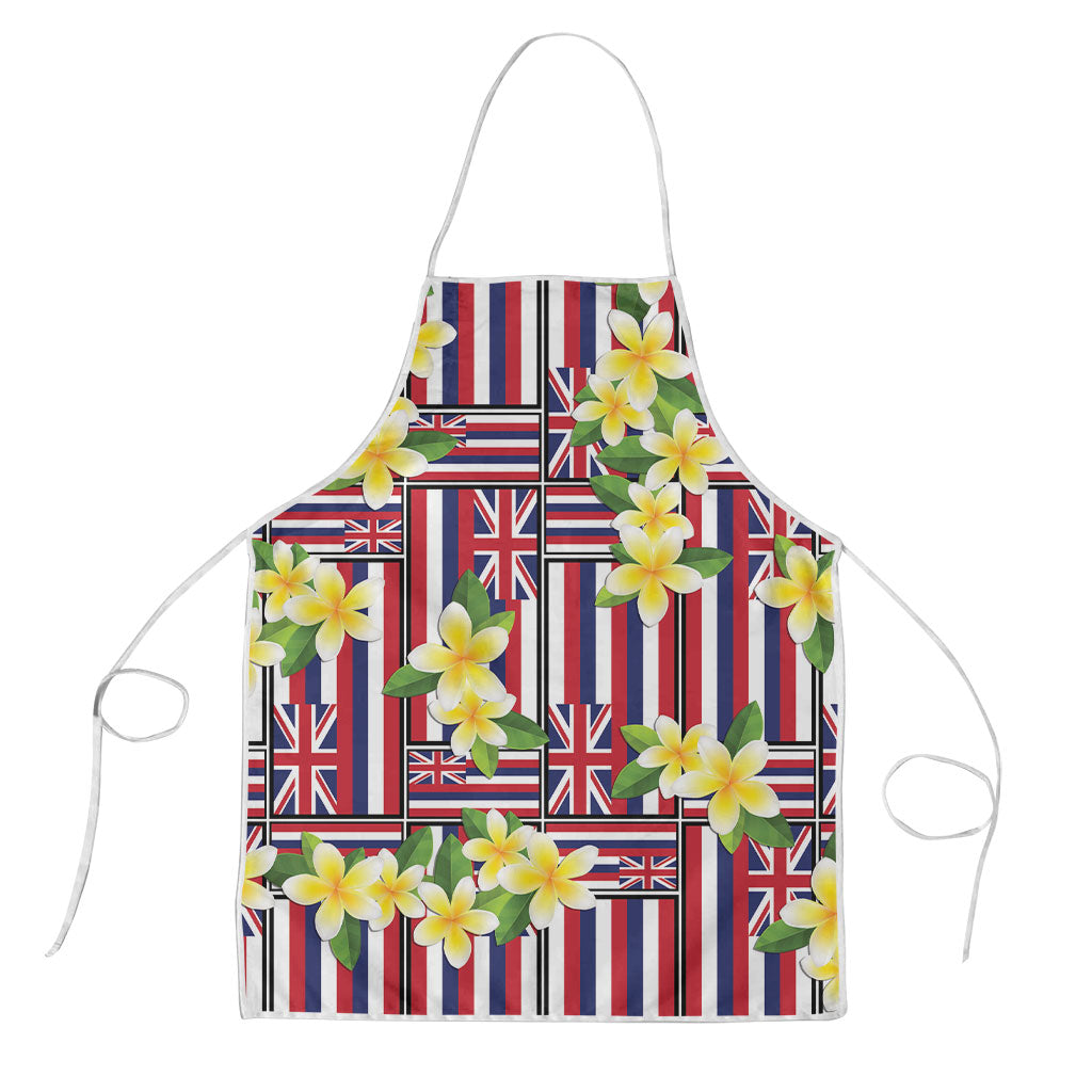 Hawaii Plumeria Lei Apron Hawaiian Flag Motif LT9 Red - Polynesian Pride