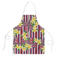 Hawaii Plumeria Lei Apron Hawaiian Flag Motif LT9 Red - Polynesian Pride