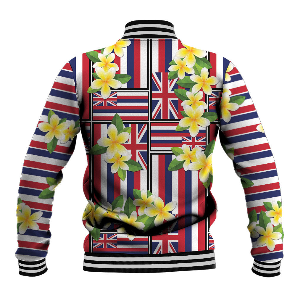 Hawaii Plumeria Lei Baseball Jacket Hawaiian Flag Motif LT9 - Polynesian Pride