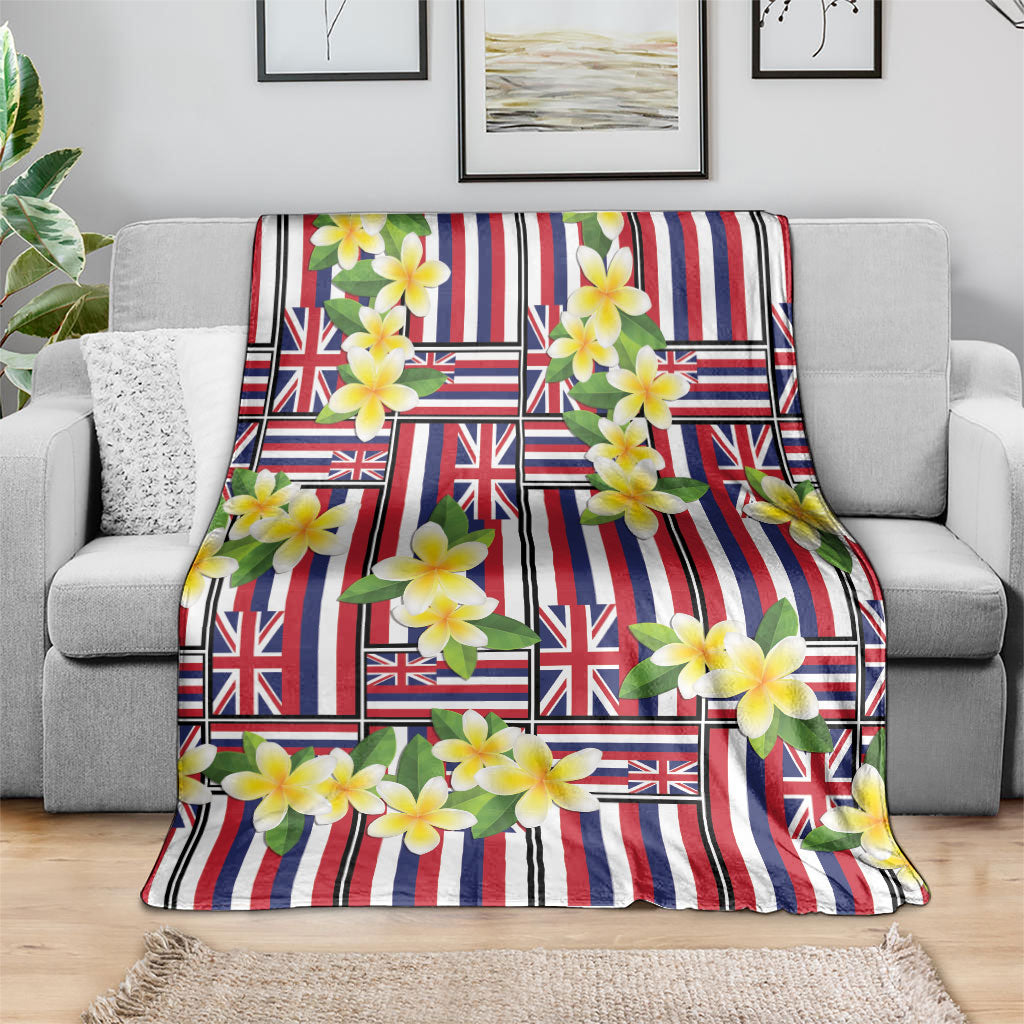 Hawaii Plumeria Lei Blanket Hawaiian Flag Motif LT9 - Polynesian Pride