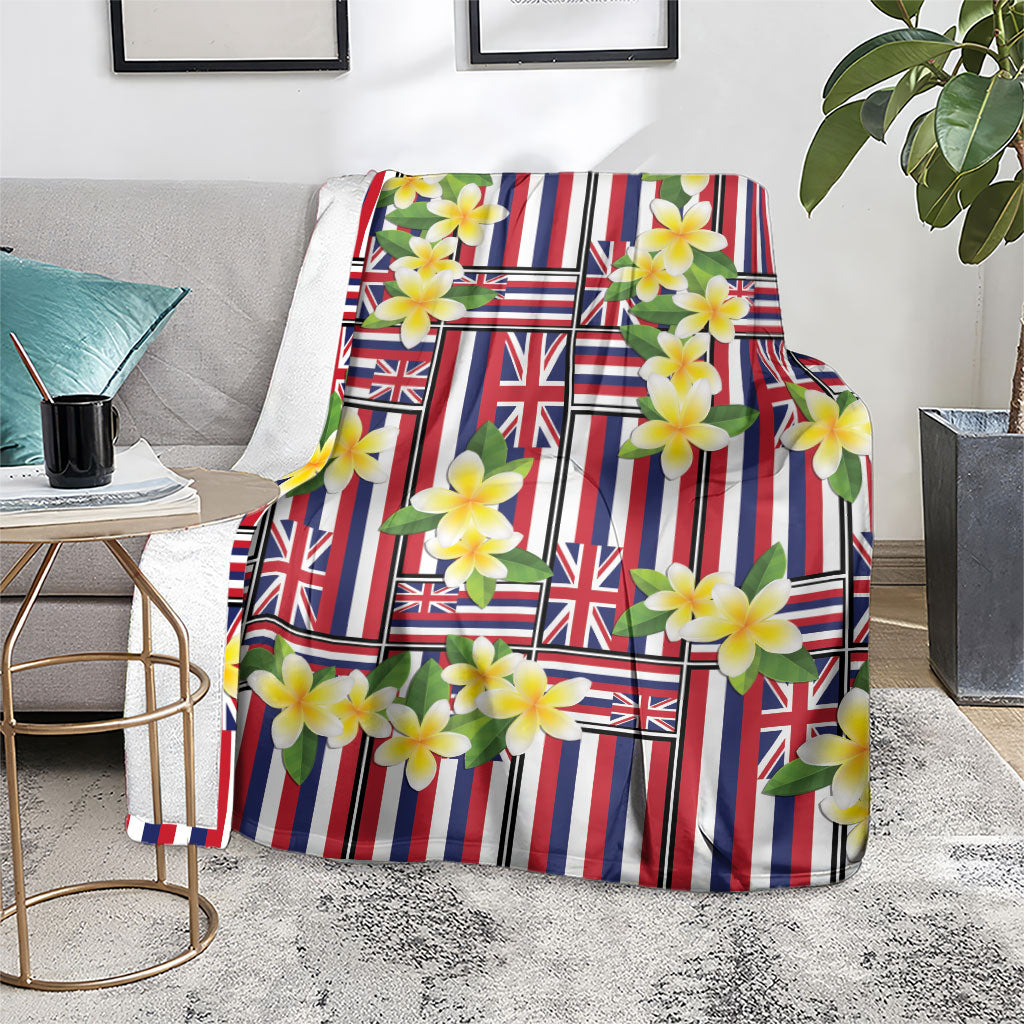 Hawaii Plumeria Lei Blanket Hawaiian Flag Motif LT9 - Polynesian Pride