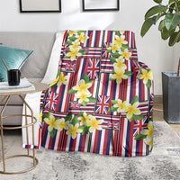 Hawaii Plumeria Lei Blanket Hawaiian Flag Motif LT9 - Polynesian Pride