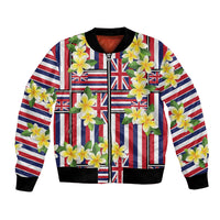 Hawaii Plumeria Lei Bomber Jacket Hawaiian Flag Motif LT9 Unisex Red - Polynesian Pride