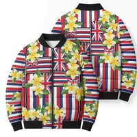 Hawaii Plumeria Lei Bomber Puffer Jacket Hawaiian Flag Motif LT9 - Polynesian Pride