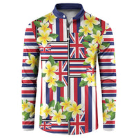 Hawaii Plumeria Lei Button Sweatshirt Hawaiian Flag Motif LT9 Red - Polynesian Pride