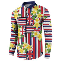 Hawaii Plumeria Lei Button Sweatshirt Hawaiian Flag Motif LT9 - Polynesian Pride