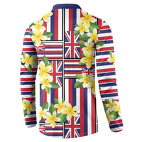 Hawaii Plumeria Lei Button Sweatshirt Hawaiian Flag Motif LT9 - Polynesian Pride
