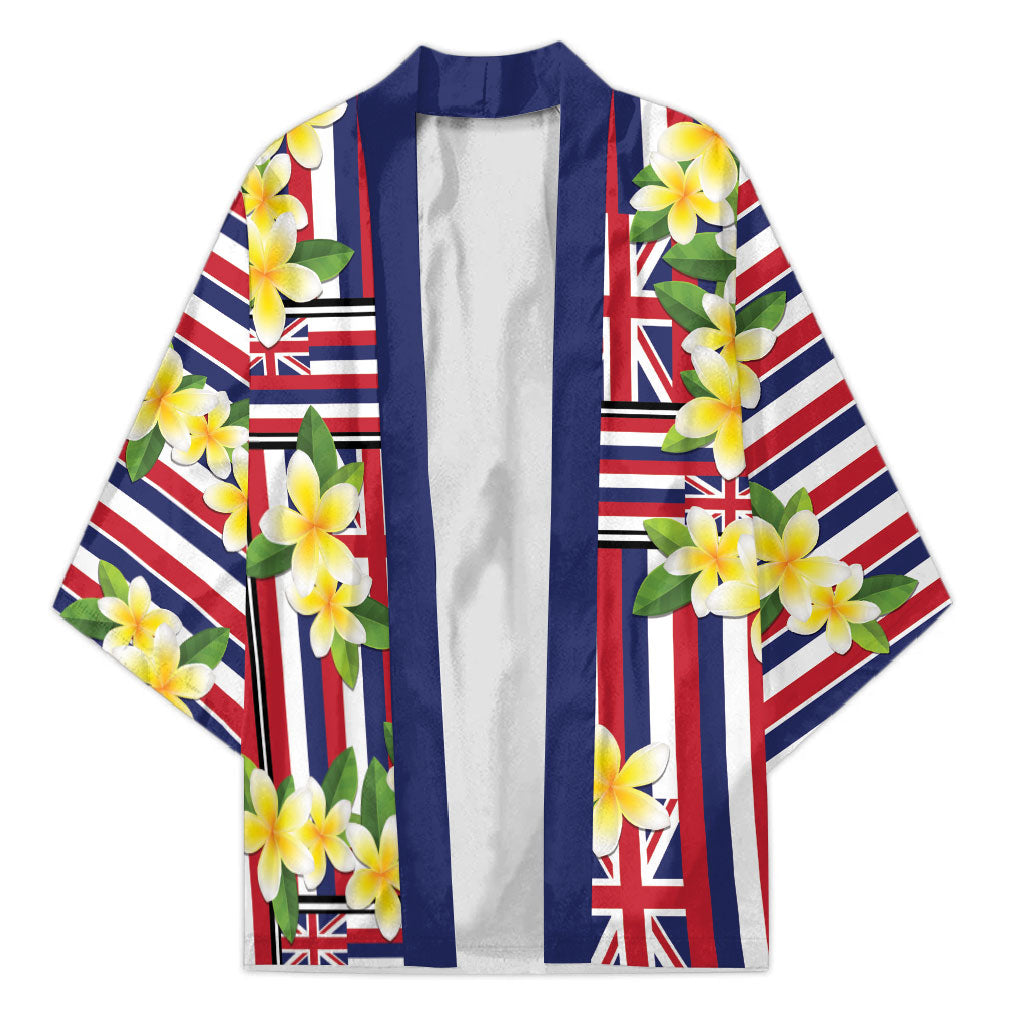 Hawaii Plumeria Lei Kimono Hawaiian Flag Motif LT9 Unisex Red - Polynesian Pride