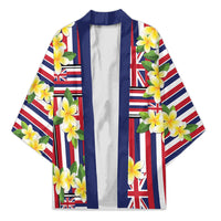 Hawaii Plumeria Lei Kimono Hawaiian Flag Motif LT9 Unisex Red - Polynesian Pride