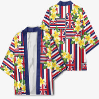 Hawaii Plumeria Lei Kimono Hawaiian Flag Motif LT9 - Polynesian Pride