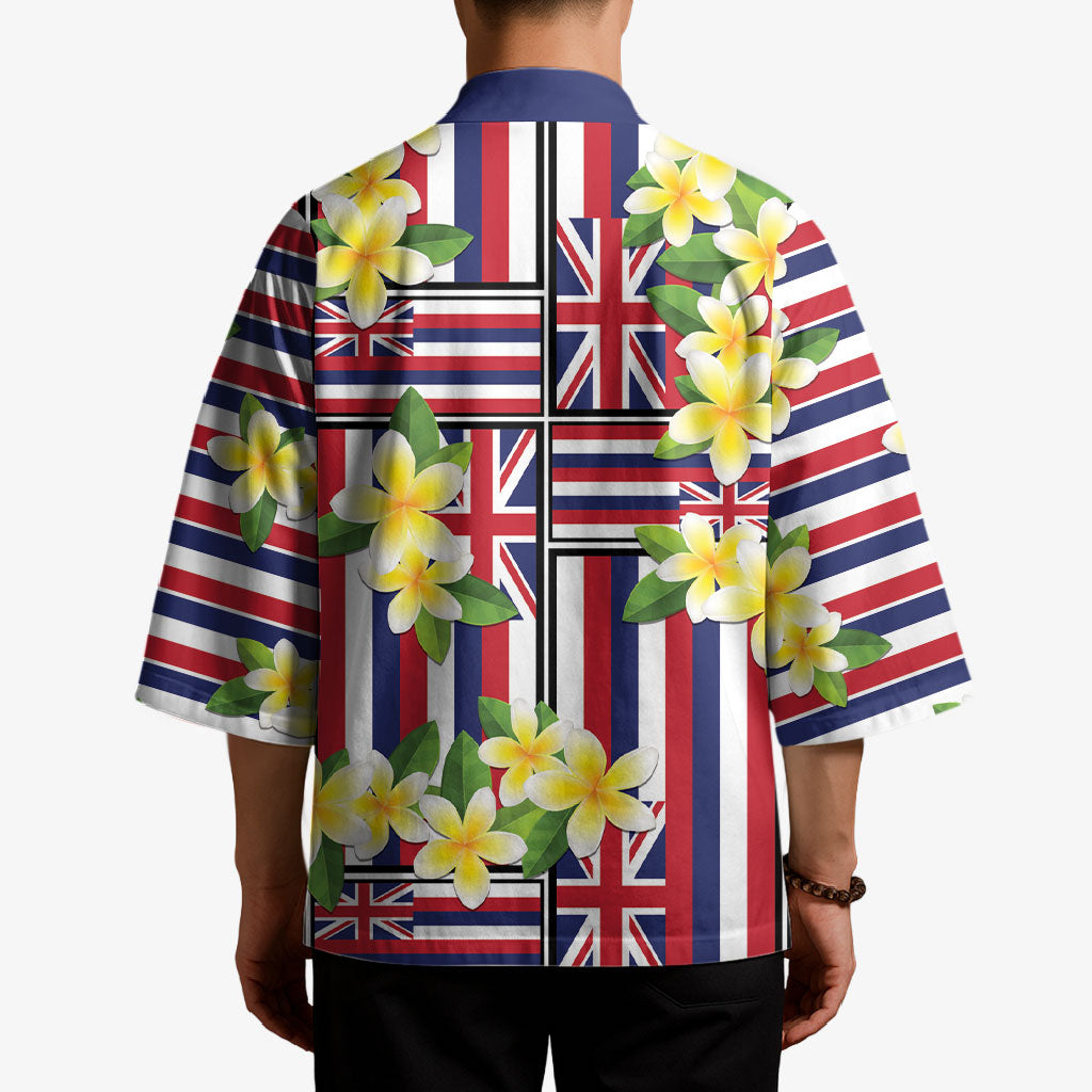 Hawaii Plumeria Lei Kimono Hawaiian Flag Motif LT9 - Polynesian Pride
