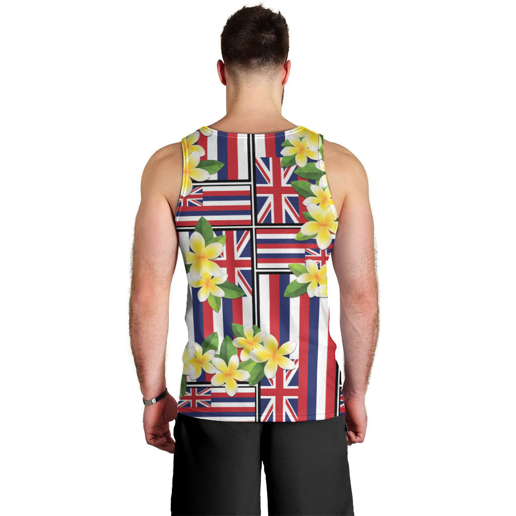 Hawaii Plumeria Lei Men Tank Top Hawaiian Flag Motif LT9 - Polynesian Pride