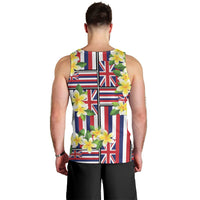 Hawaii Plumeria Lei Men Tank Top Hawaiian Flag Motif LT9 - Polynesian Pride