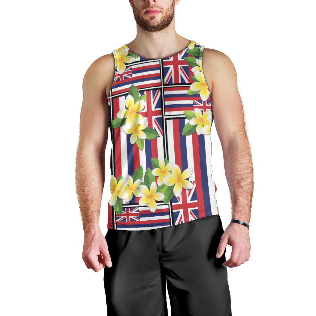 Hawaii Plumeria Lei Men Tank Top Hawaiian Flag Motif LT9 - Polynesian Pride