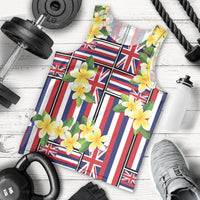 Hawaii Plumeria Lei Men Tank Top Hawaiian Flag Motif LT9 - Polynesian Pride
