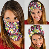 Hawaii Plumeria Lei Neck Gaiter Hawaiian Flag Motif LT9 - Polynesian Pride