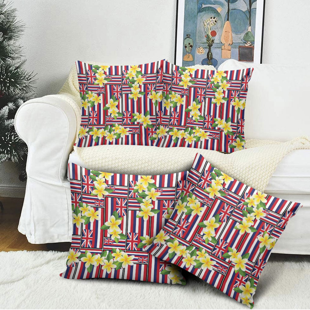 Hawaii Plumeria Lei Pillow Cover Hawaiian Flag Motif LT9 - Polynesian Pride