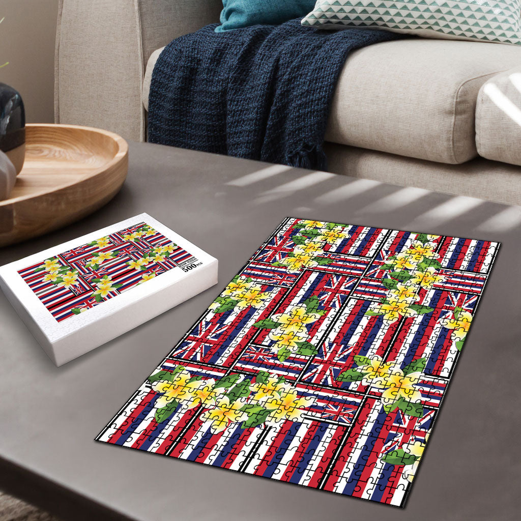 Hawaii Plumeria Lei Puzzle Hawaiian Flag Motif LT9 - Polynesian Pride