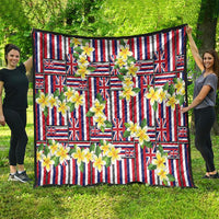 Hawaii Plumeria Lei Quilt Hawaiian Flag Motif LT9 - Polynesian Pride