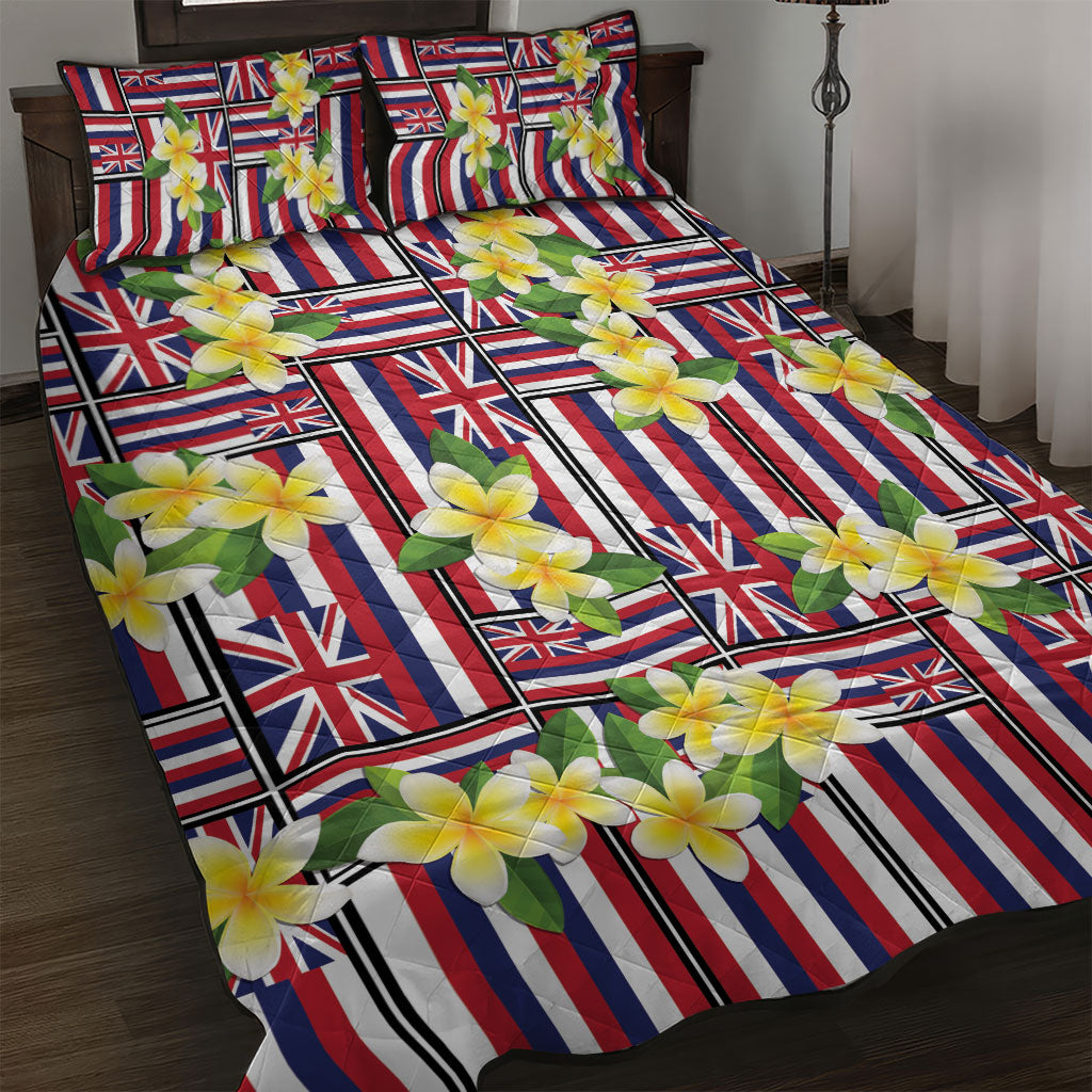 Hawaii Plumeria Lei Quilt Bed Set Hawaiian Flag Motif LT9 Red - Polynesian Pride