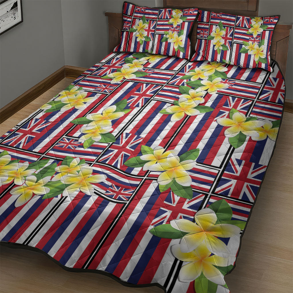 Hawaii Plumeria Lei Quilt Bed Set Hawaiian Flag Motif LT9 - Polynesian Pride