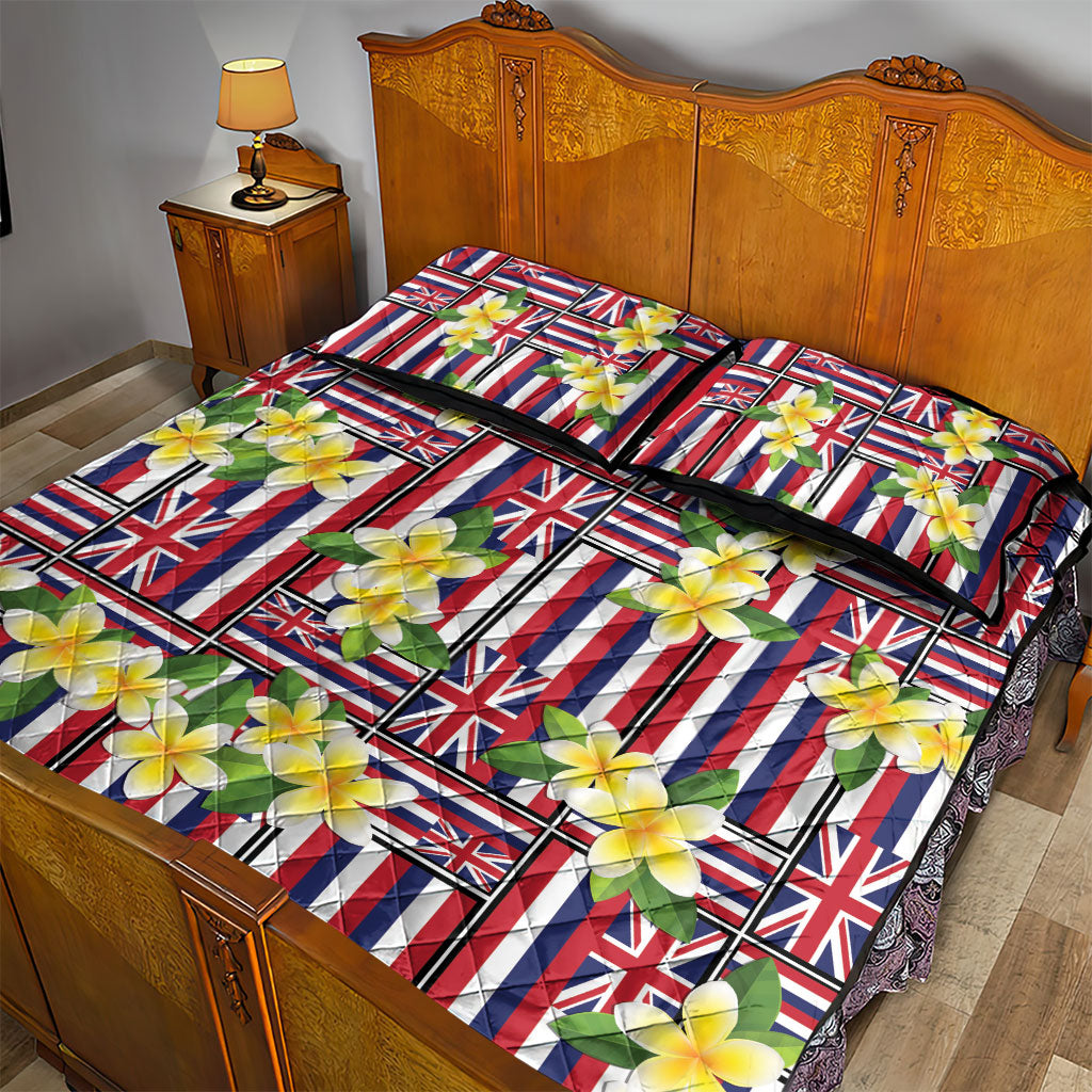 Hawaii Plumeria Lei Quilt Bed Set Hawaiian Flag Motif LT9 - Polynesian Pride