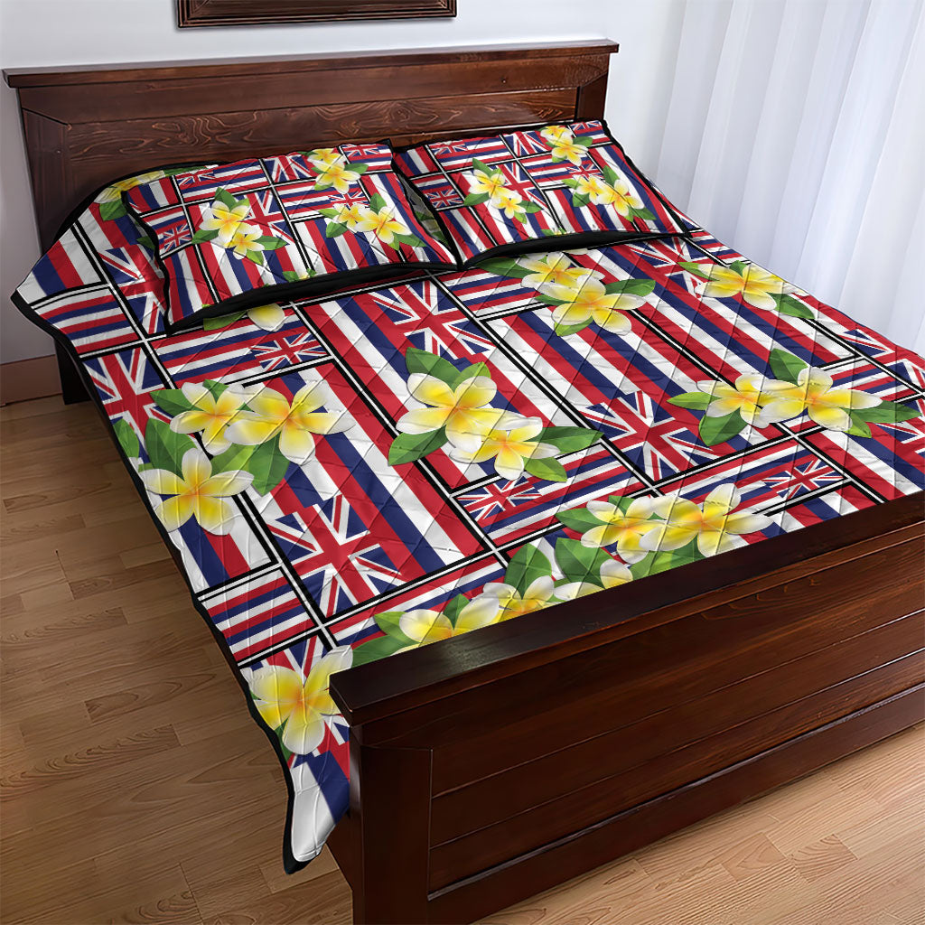 Hawaii Plumeria Lei Quilt Bed Set Hawaiian Flag Motif LT9 - Polynesian Pride
