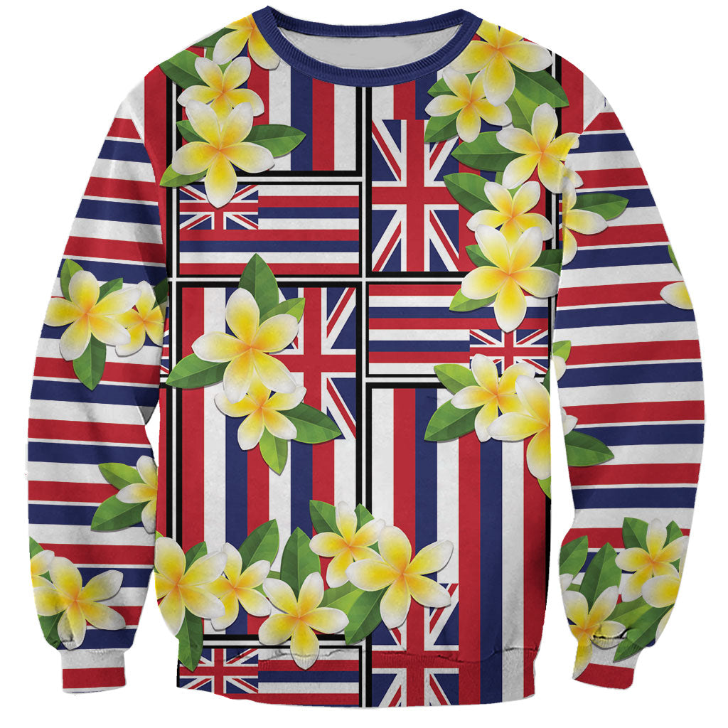 Hawaii Plumeria Lei Sweatshirt Hawaiian Flag Motif LT9 Unisex Red - Polynesian Pride