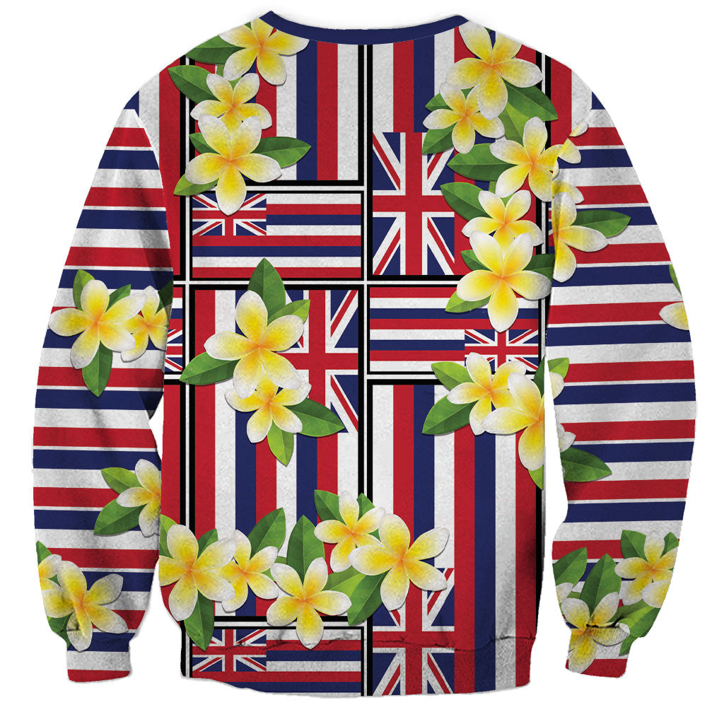 Hawaii Plumeria Lei Sweatshirt Hawaiian Flag Motif LT9 - Polynesian Pride