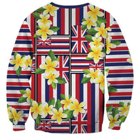 Hawaii Plumeria Lei Sweatshirt Hawaiian Flag Motif LT9 - Polynesian Pride