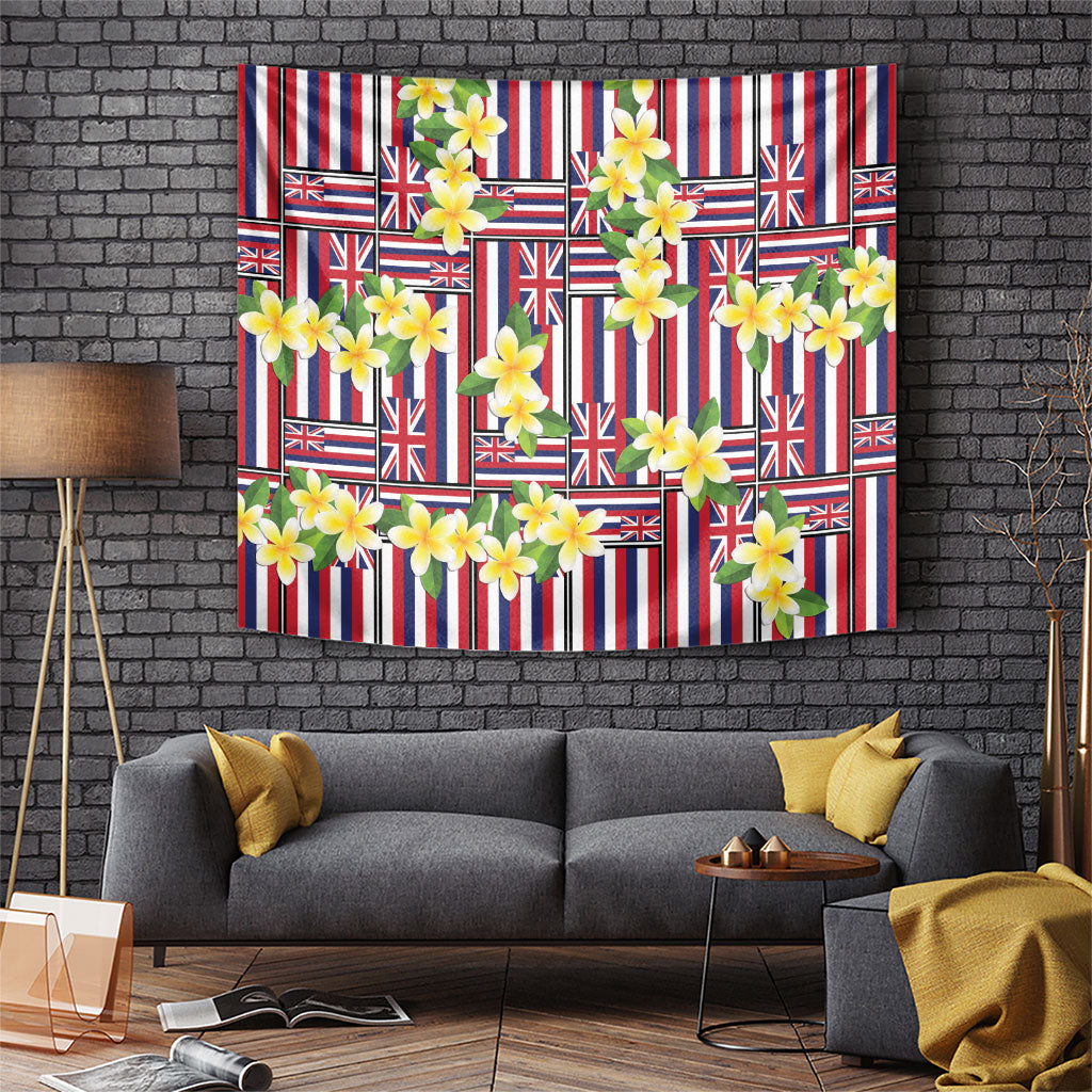 Hawaii Plumeria Lei Tapestry Hawaiian Flag Motif LT9 Red - Polynesian Pride
