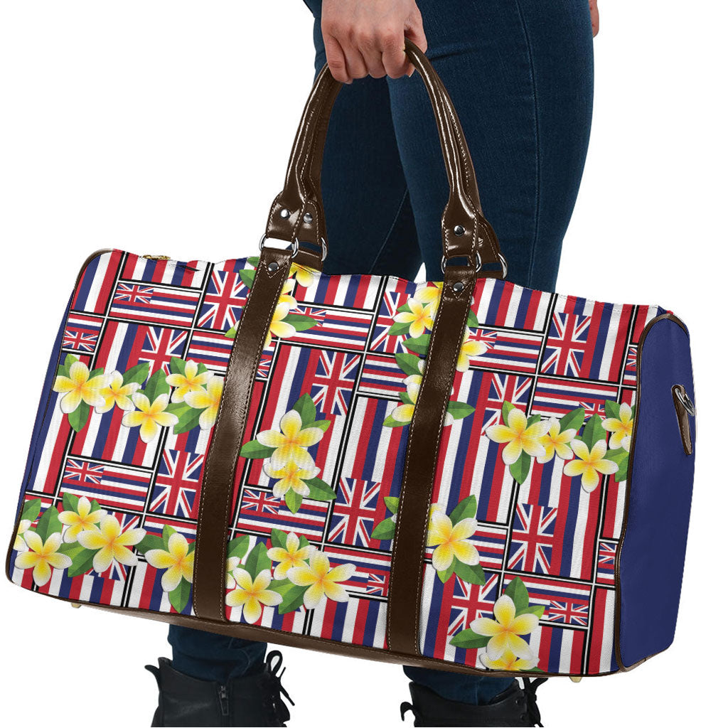 Hawaii Plumeria Lei Travel Bag Hawaiian Flag Motif LT9 - Polynesian Pride