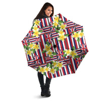 Hawaii Plumeria Lei Umbrella Hawaiian Flag Motif LT9 - Polynesian Pride