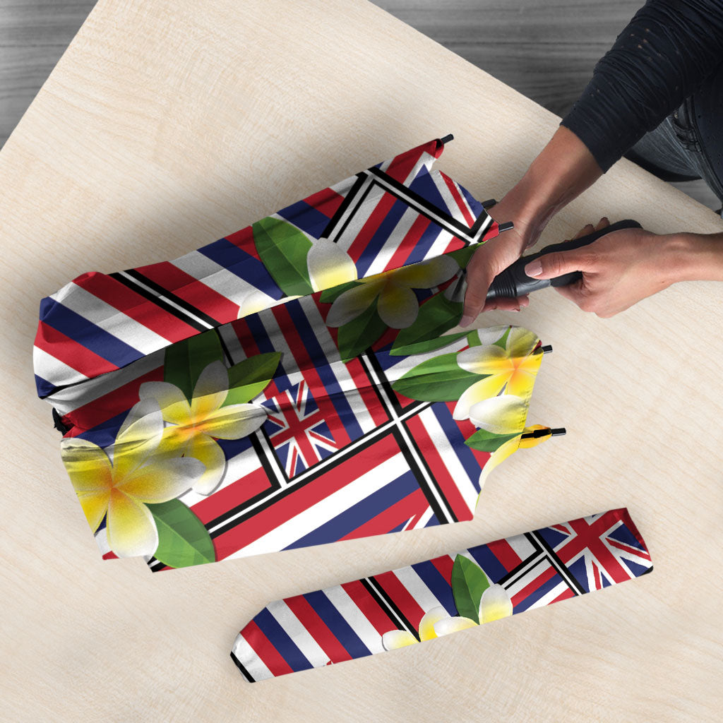 Hawaii Plumeria Lei Umbrella Hawaiian Flag Motif LT9 - Polynesian Pride